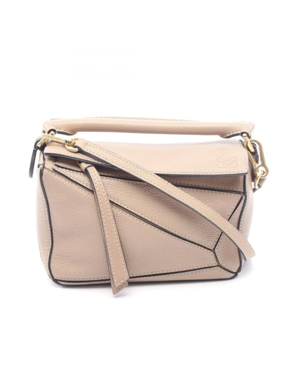 Loewe Handbag Puzzle Bag Mini 2-Way Greige Leather